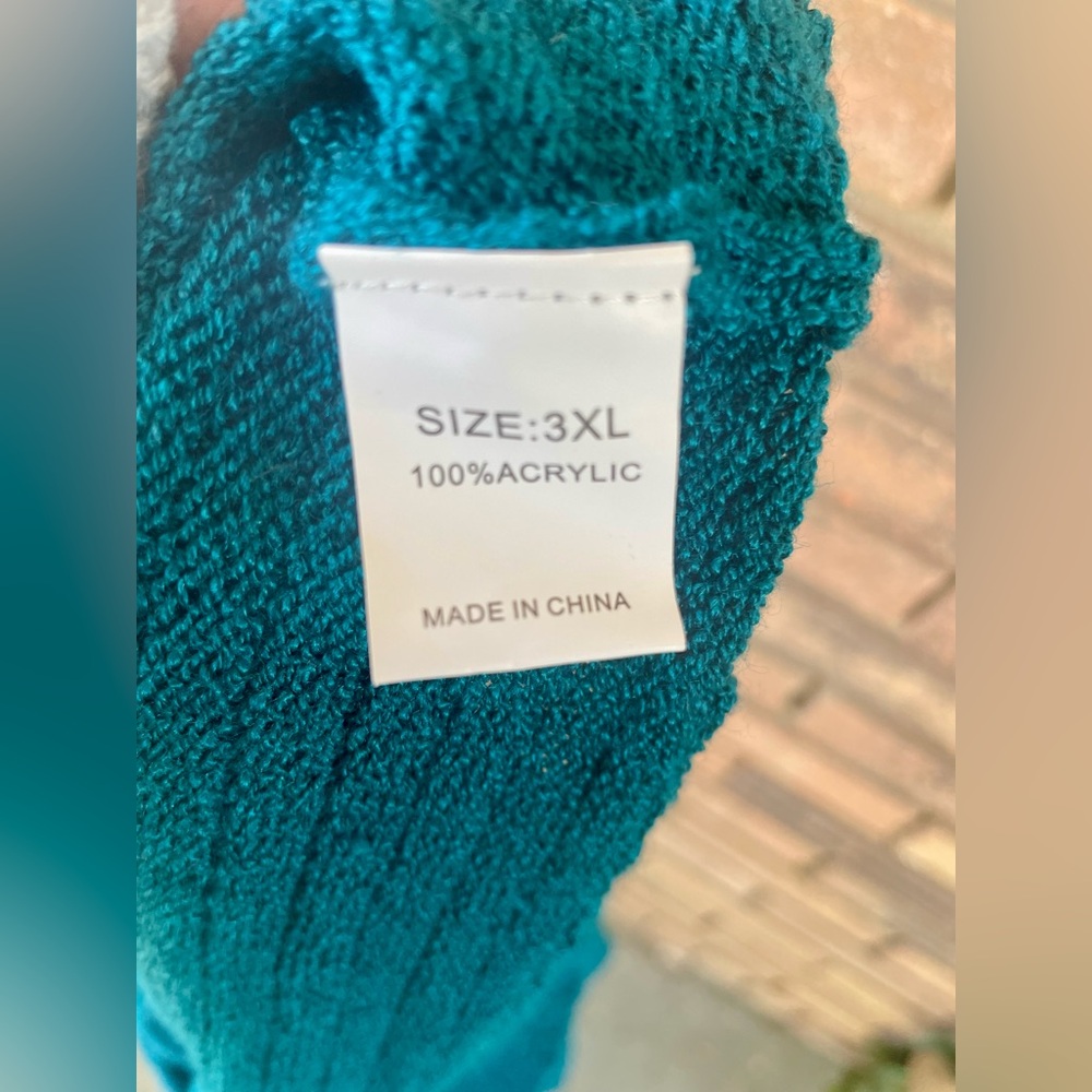 Women’s Teal Knit Hooded Sweater Plus Size 3X - Picture 7 of 7